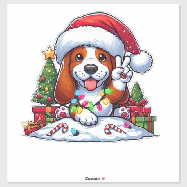 Peace Hand Basset Hound Christmas Lights Dog Women (Sheet)