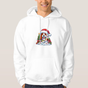 Peace Hand Basset Hound Christmas Lights Dog Women Hoodie