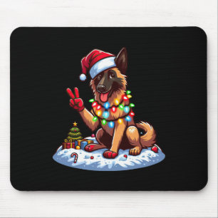 Peace Hand Belgian Malinois Christmas Lights Women Mouse Pad