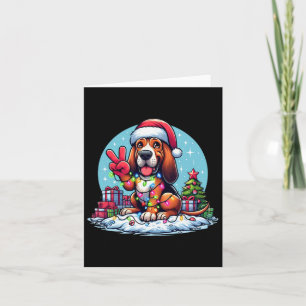 Peace Hand Bloodhound Christmas Lights Dog Womens Card