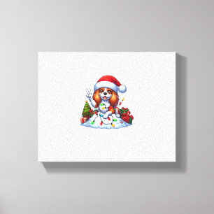 Peace Hand Cavalier King Charles Spaniel Christmas Canvas Print