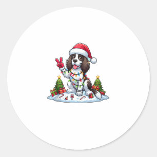 Peace Hand English Springer Spaniel Christmas Dog  Classic Round Sticker