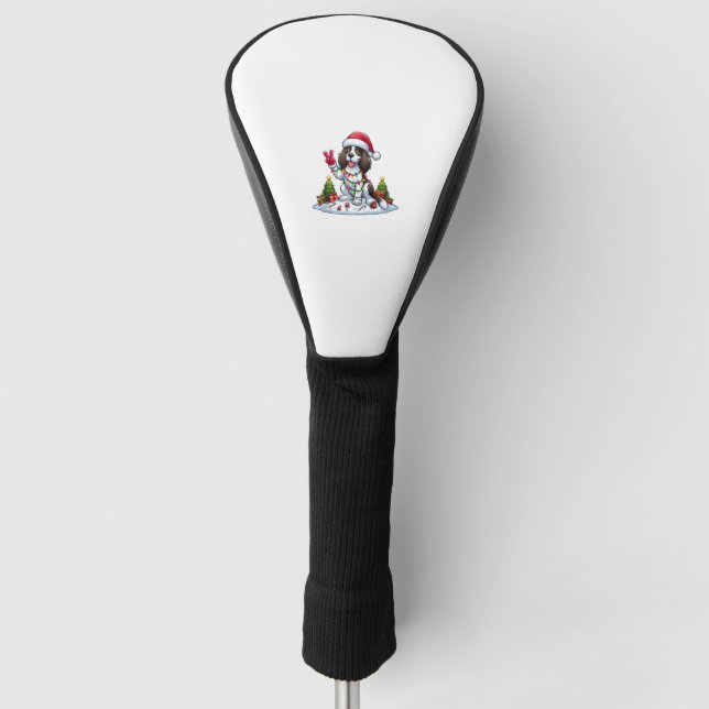 Peace Hand English Springer Spaniel Christmas Dog  Golf Head Cover (Front)