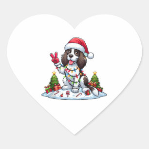 Peace Hand English Springer Spaniel Christmas Dog  Heart Sticker