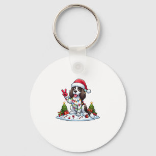 Peace Hand English Springer Spaniel Christmas Dog Keychain