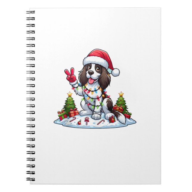 Peace Hand English Springer Spaniel Christmas Dog  Notebook (Front)