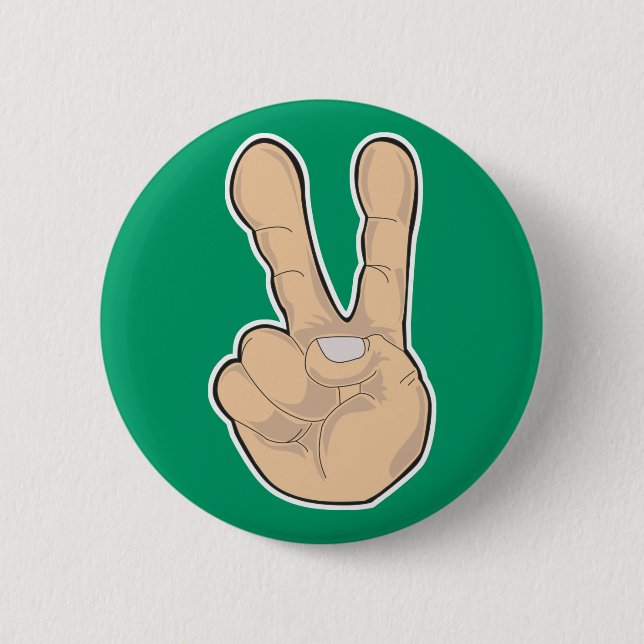peace hand gesture 2 inch round button (Front)