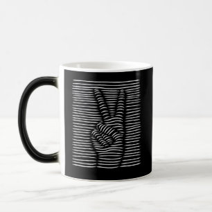 Peace Hand Line Art Design Magic Mug