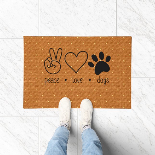 Peace Hand Love Heart  Dogs Paw Cute Home Doormat (Indoor)