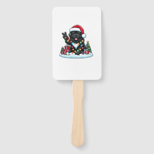 Peace Hand Newfoundland Dog Christmas Lights Women Fan