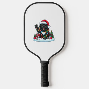 Peace Hand Newfoundland Dog Christmas Lights Women Pickleball Paddle