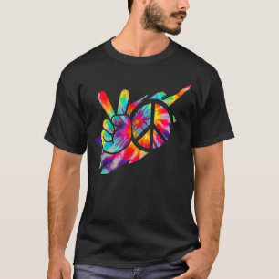 Peace Hand Peace Sign Tie Dye For Men Women Kids T-Shirt