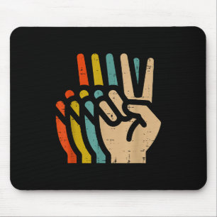 Peace Hand Retro Colors Vintage 70s Hipe Men Women Mouse Pad
