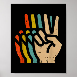 Peace Hand Retro Colors Vintage 70s Hipe Men Women Poster