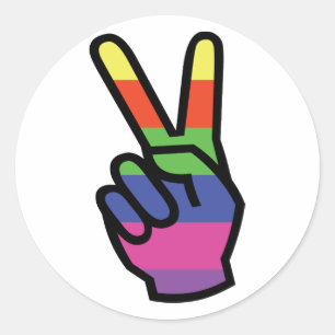Peace hand sign classic round sticker