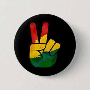 Peace Hand Sign Juneteenth Day Black Pride Men Wom 2 Inch Round Button