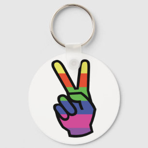Peace hand sign keychain