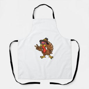 Peace Hand Sign Thankful Turkey Thanksgiving Apron