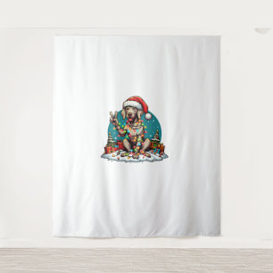 Peace Hand Weimaraner Dog Christmas Lights Womens  Tapestry