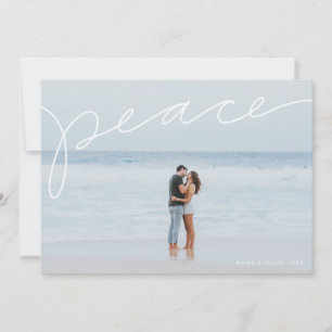 Peace handlettered simple holiday photo card