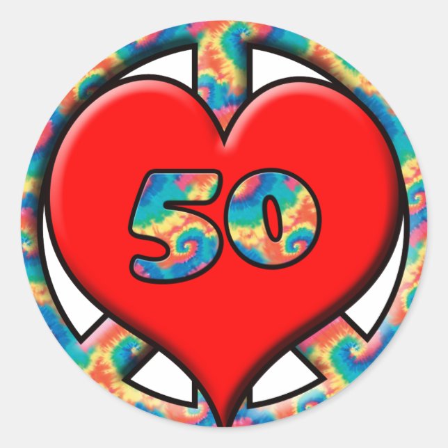 Peace, Heart, 50 Classic Round Sticker (Front)