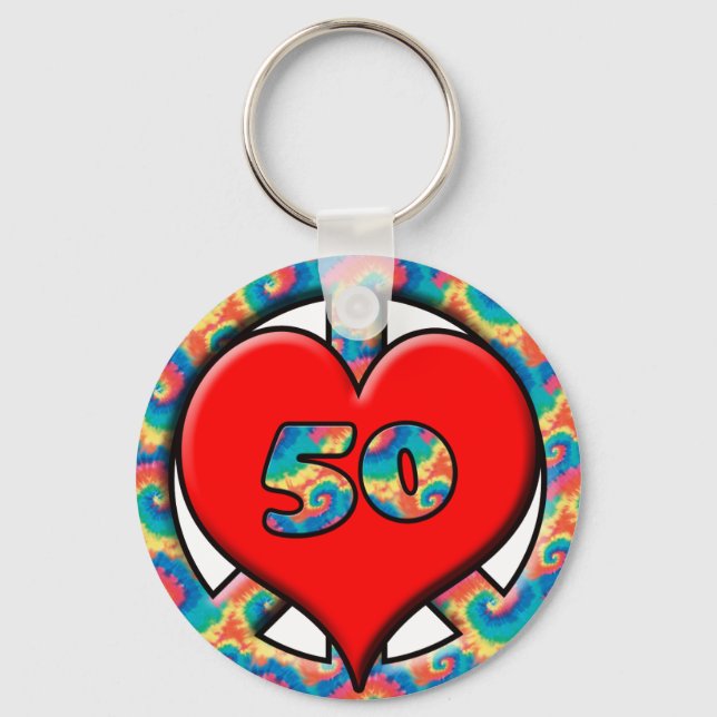 Peace, Heart, 50 Keychain (Front)
