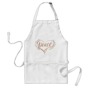 Peace Heart Boho Hand Lettered Standard Apron