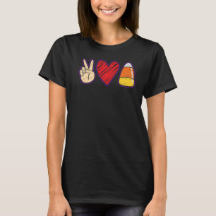 Peace Heart Candy Corn Spooky Party Halloween Part T-Shirt
