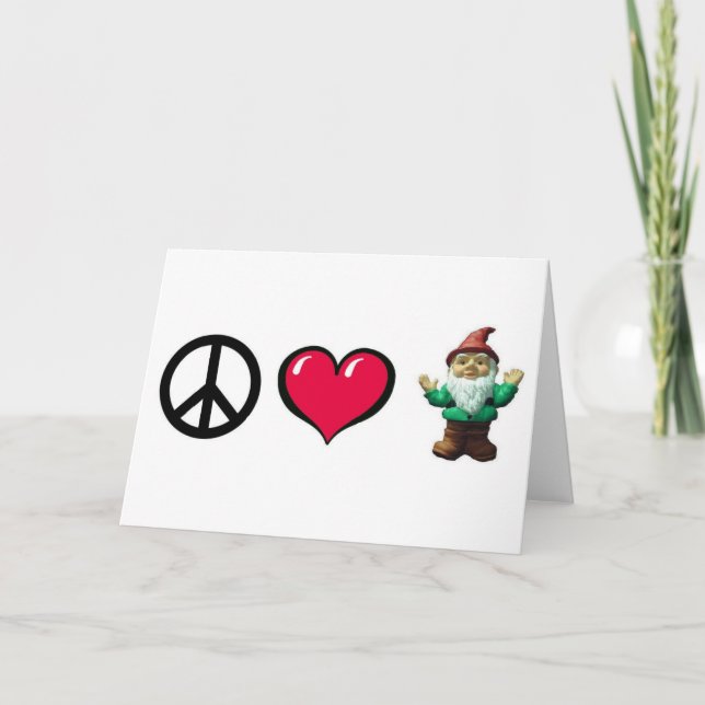Peace Heart Gnome by FreeWitch Greeting Card (Front)