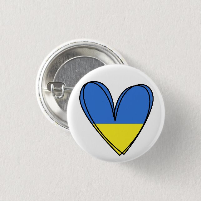 Peace Heart Love I Stand With Ukraine 1 Inch Round Button (Front & Back)