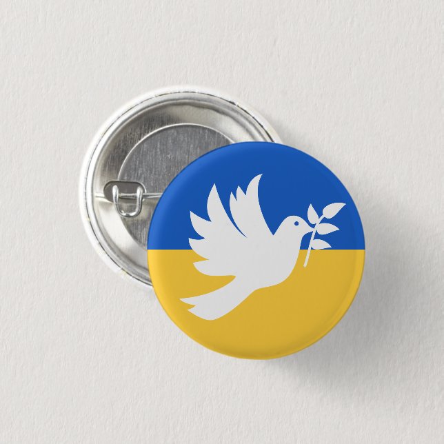 Peace Heart Love I Stand With Ukraine button (Front & Back)