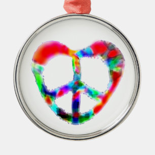 Peace Heart Metal Ornament