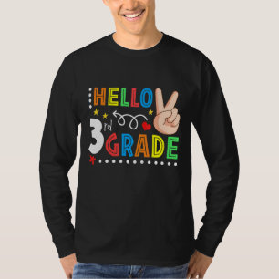 Peace Hello 3rd Grade Back To School Teacher Stude T-Shirt