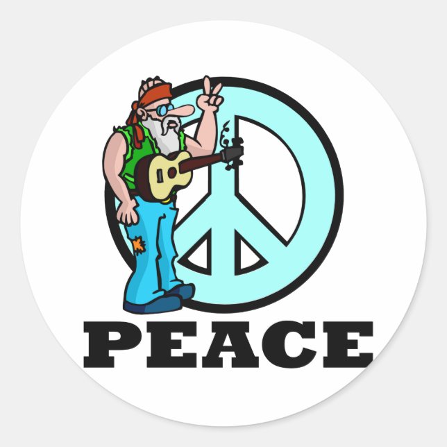 Peace Hippie Classic Round Sticker (Front)