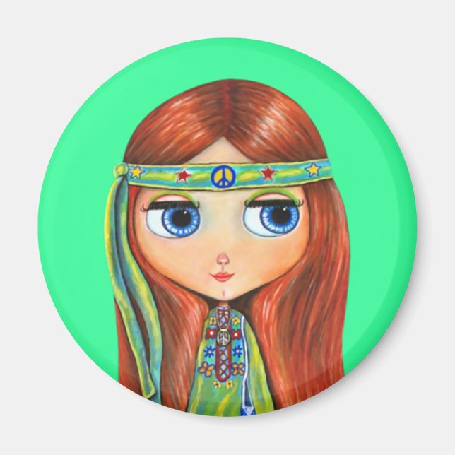 Peace Hippie Doll Magnet (Front)