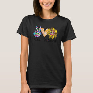 Peace Hippie Love Leopard Sunshine Sunflower Summe T-Shirt