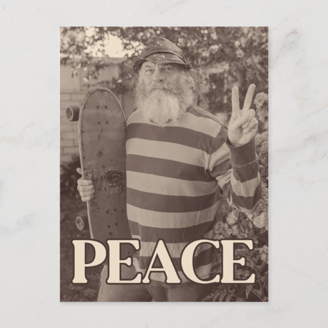 Peace Hippie Skate  Postcard (Front)