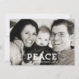 PEACE Holiday Photo Card - chevron backer