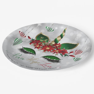 Peace Hope and Love Holiday Unicorn Face Paper Plate