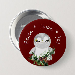 Peace Hope Joy Masked Penguin 3 Inch Round Button