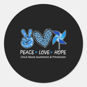 Peace Hope Love Child Abuse Awareness Pinwheel  Classic Round Sticker