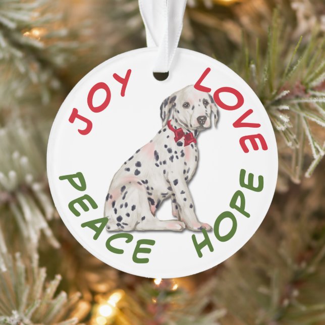 Peace Hope Love Dalmatian Puppy Dog Ornament (Tree)