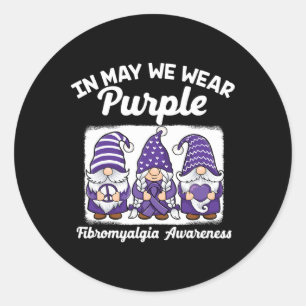 Peace Hope Love Gnomes Purple Ribbon Fibromyalgia  Classic Round Sticker