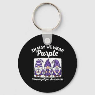 Peace Hope Love Gnomes Purple Ribbon Fibromyalgia Keychain