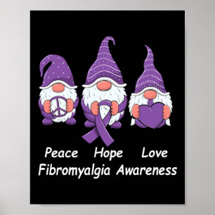 Peace Hope Love Gnomes Purple Ribbon Fibromyalgia  Poster