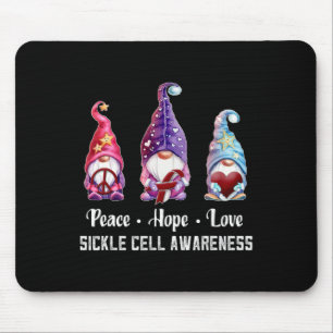 Peace Hope Love Gnomes Sickle Cell Awareness Mouse Pad