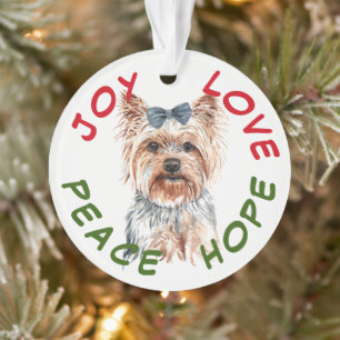 Peace Hope Santa Hat Yorkshire Terrier