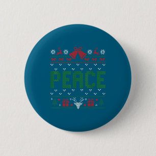 Peace I Come In Peace Couple Matching Ugly Christm 2 Inch Round Button