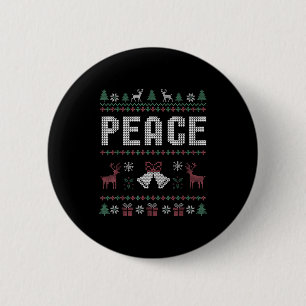 Peace I Come In Peace Couple Matching Ugly Christm 2 Inch Round Button