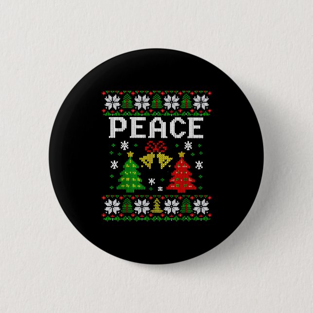 Peace I Come In Peace Couple Matching Ugly Christm 2 Inch Round Button (Front)